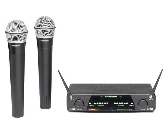 Twin Samson wireless handheld microphones & receiver